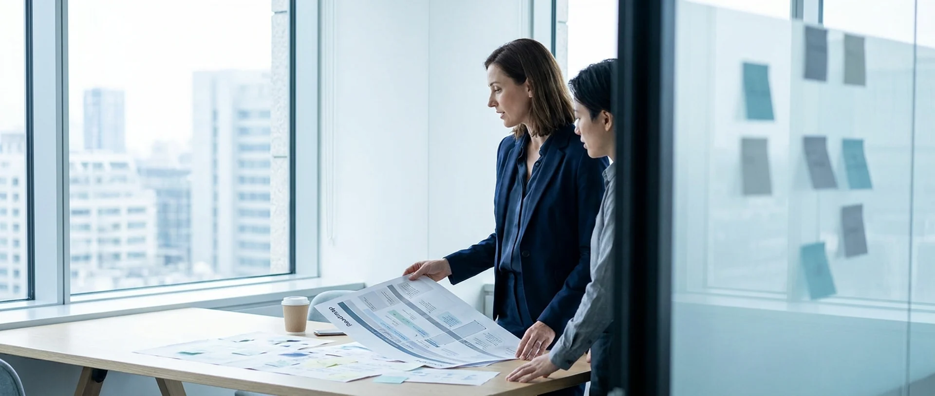 Strategists reviewing a revenue roadmap in a working session